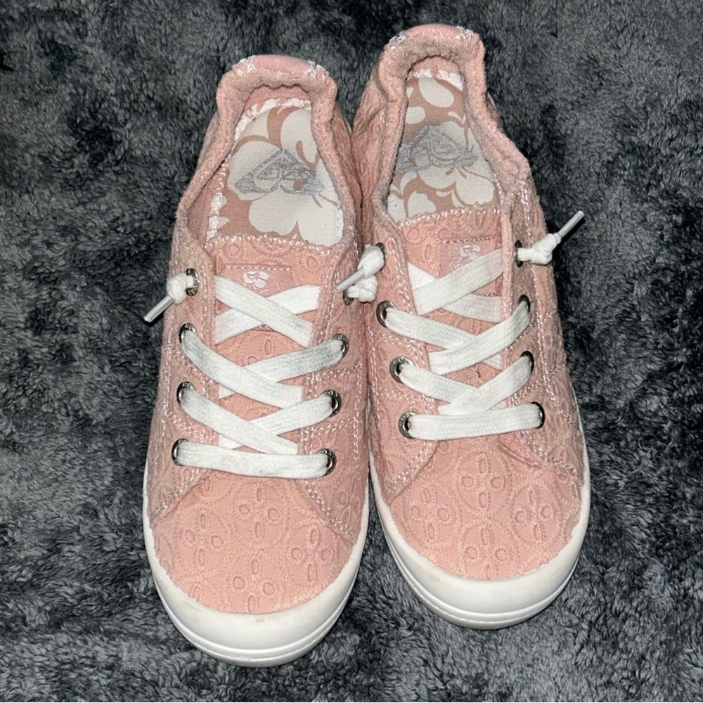 Roxy Pink Lace-Up Flats